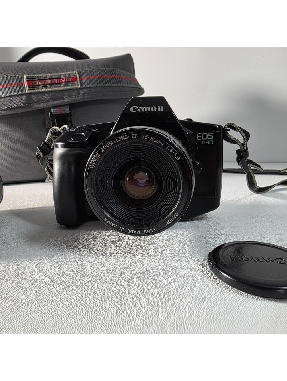 CANON EOS 630 35MM SLR FILM CAMERA + 35-80MM LENS & EXTRAS